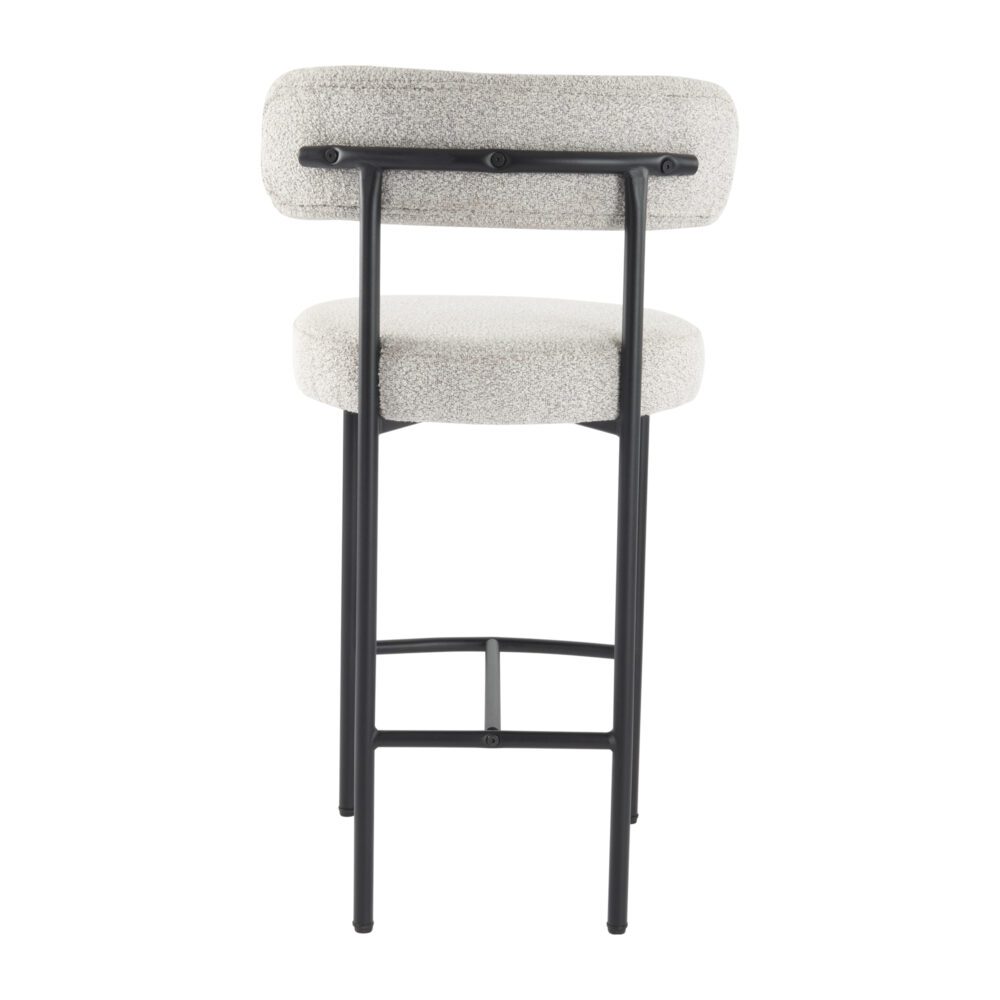 Sleek White Metal Boucle Elsa Bar Stools - Cosy Abode