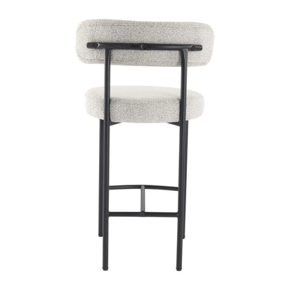 Sleek White Metal Boucle Elsa Bar Stools - Cosy Abode