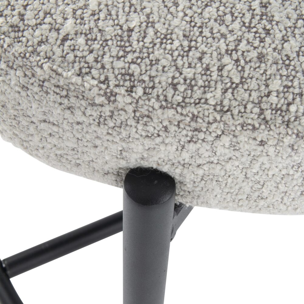 Sleek White Metal Boucle Elsa Bar Stools - Cosy Abode