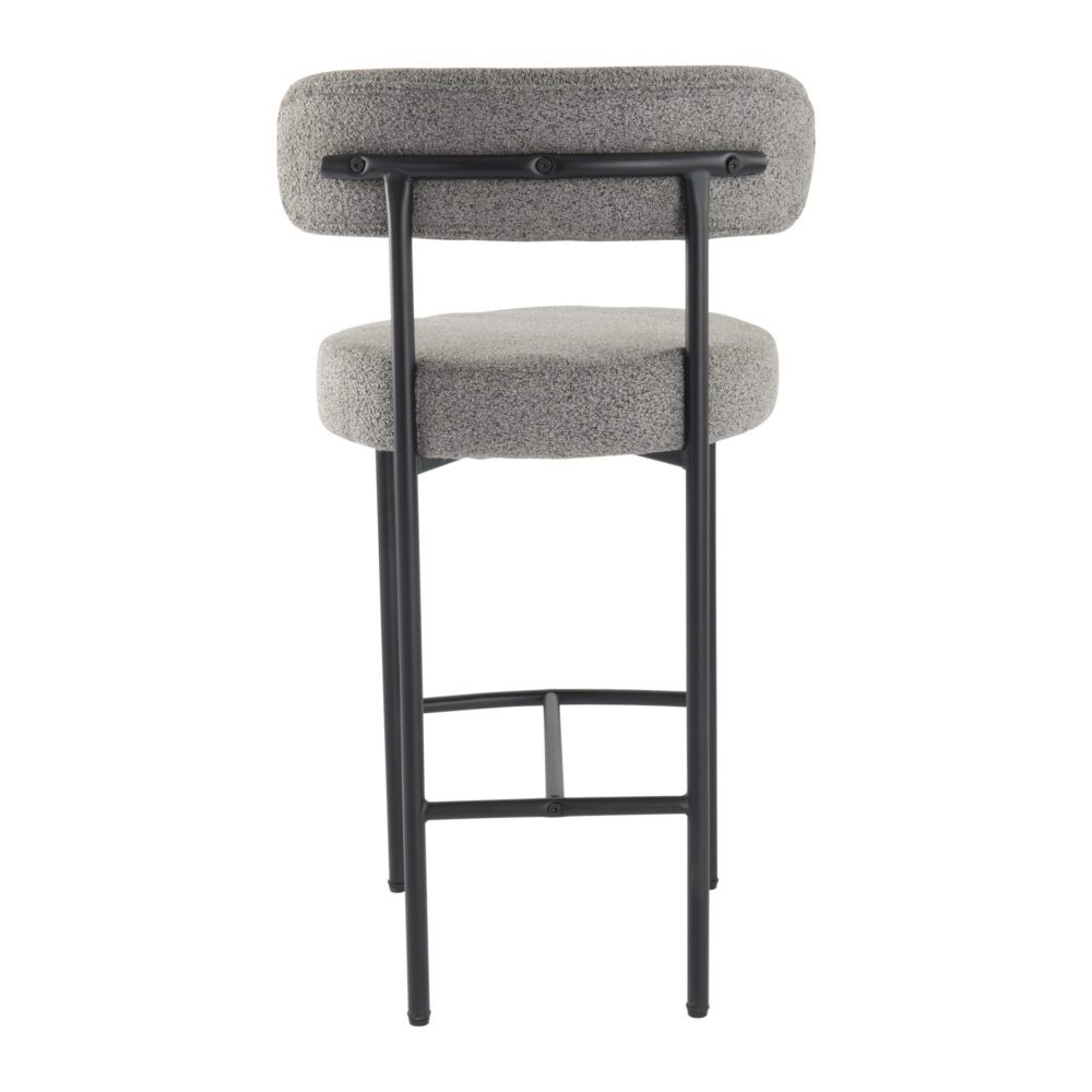 Contemporary Grey Boucle Elsa Low Bar Stools - Cosy Abode