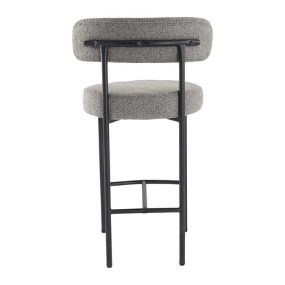 Contemporary Grey Boucle Elsa Low Bar Stools - Cosy Abode