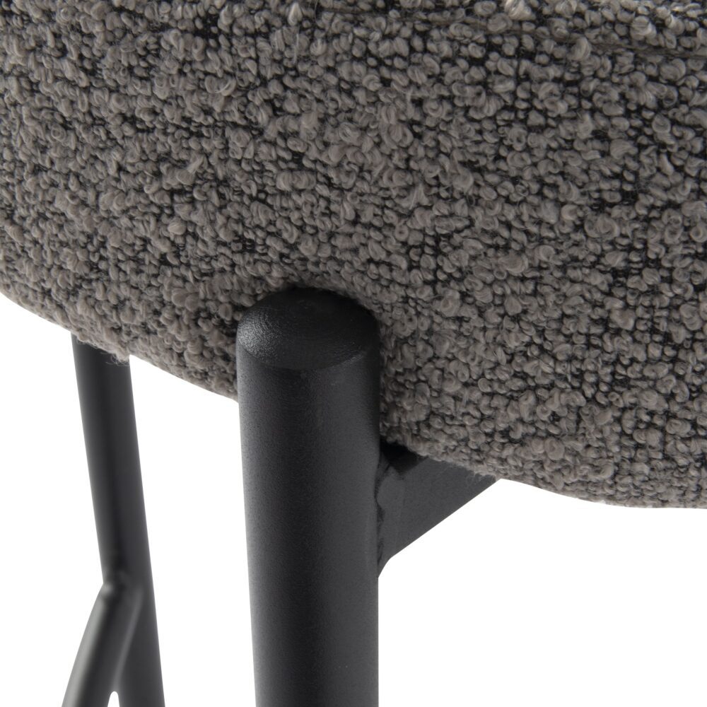 Contemporary Grey Boucle Elsa Low Bar Stools - Cosy Abode