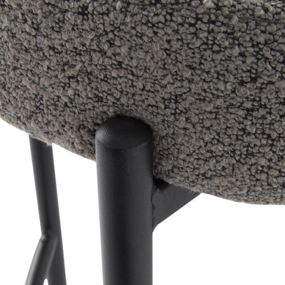 Contemporary Grey Boucle Elsa Low Bar Stools - Cosy Abode