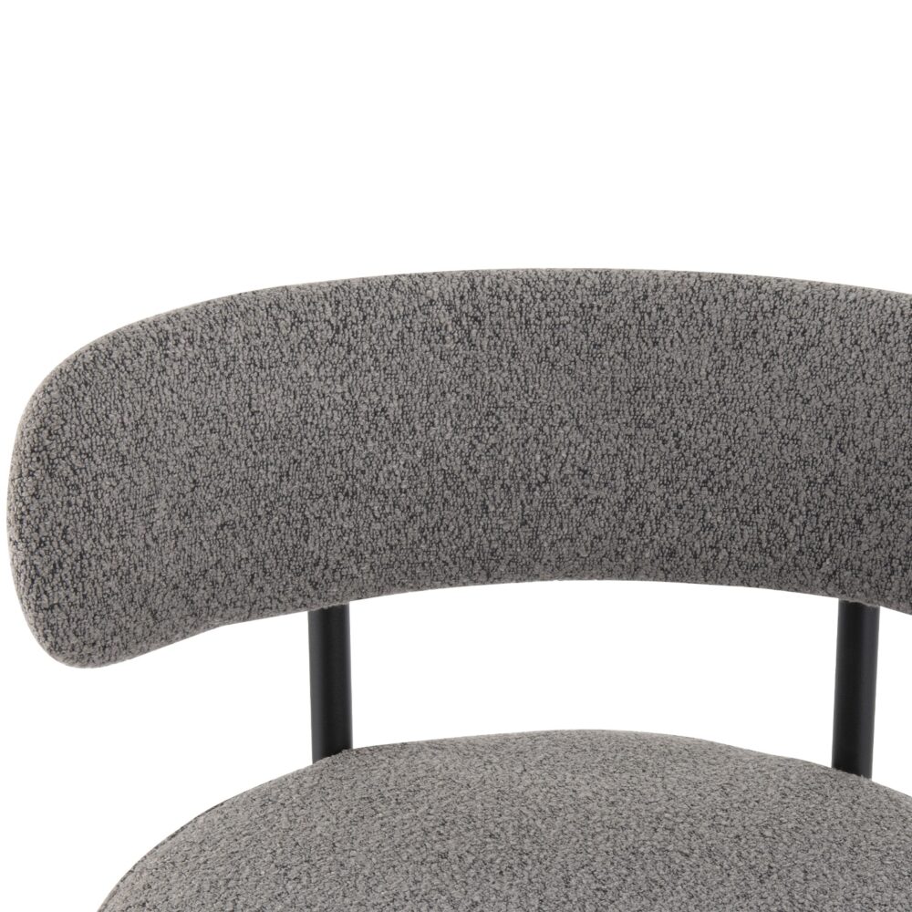 Contemporary Grey Boucle Elsa Low Bar Stools - Cosy Abode