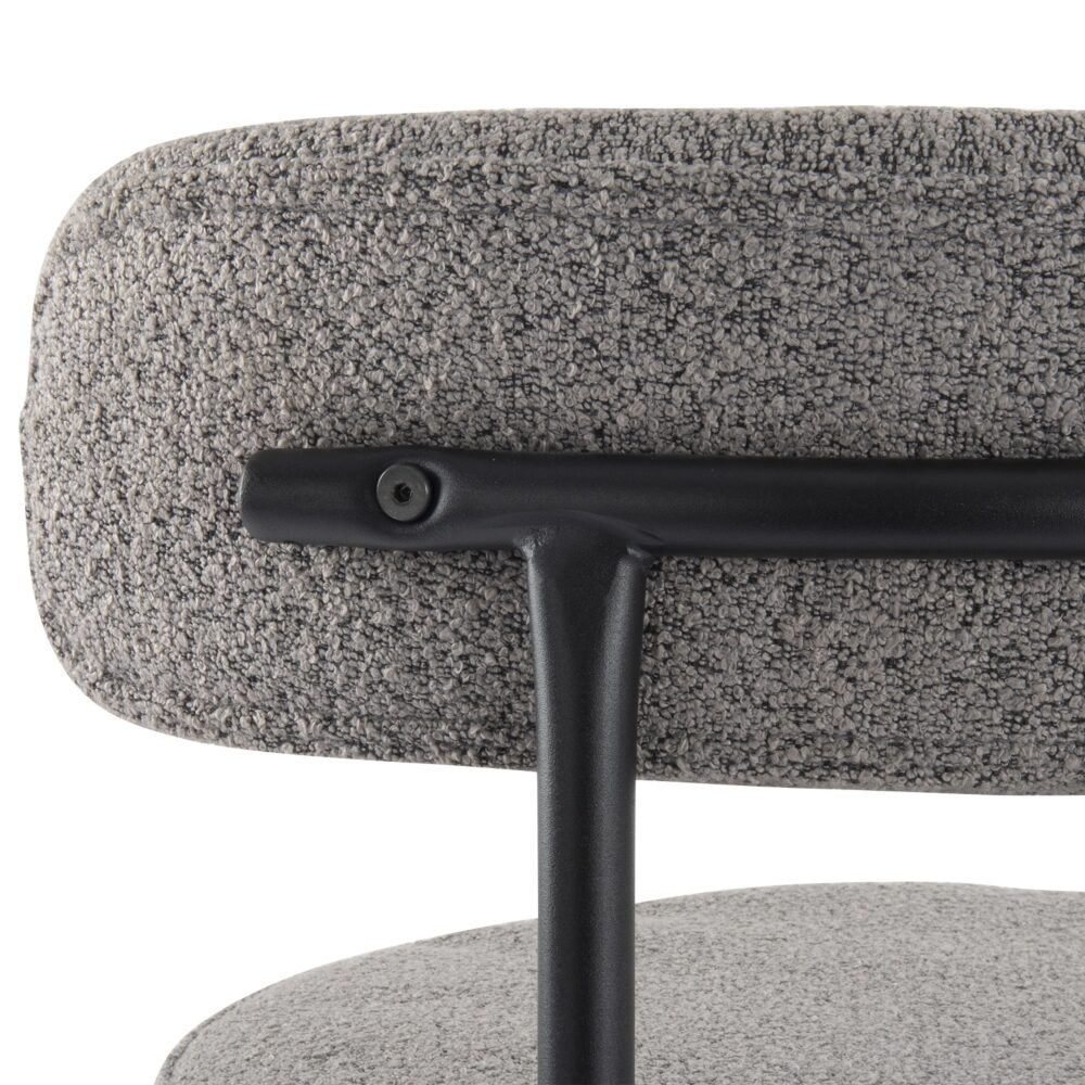Contemporary Grey Boucle Elsa Low Bar Stools - Cosy Abode