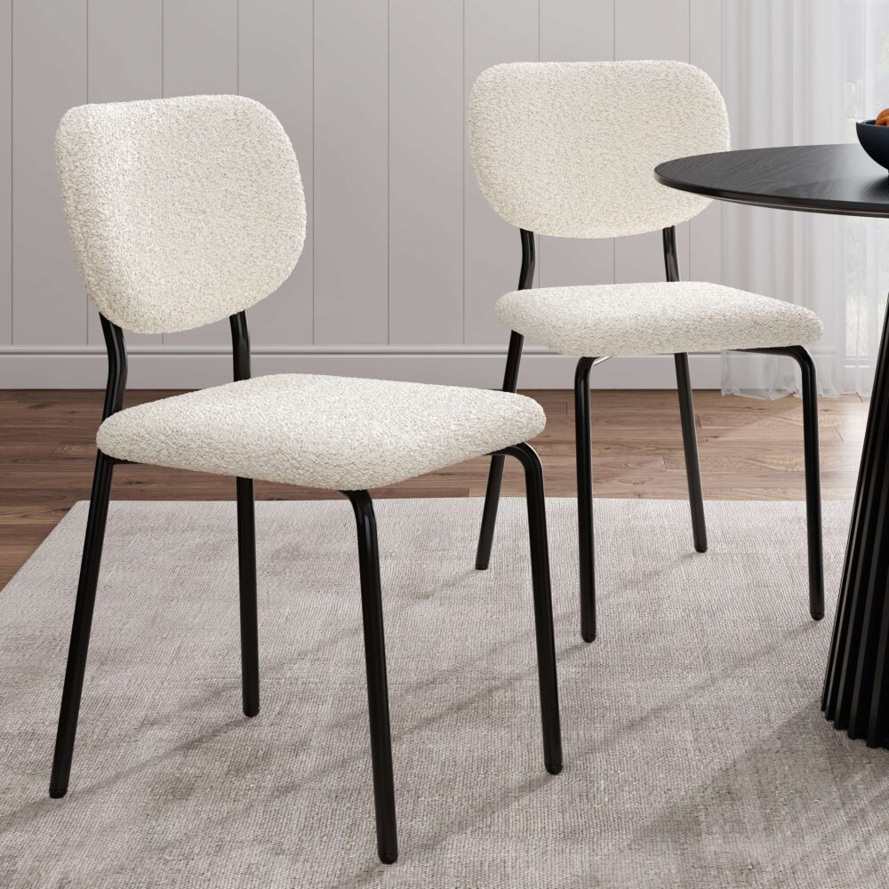 White Whisper Teddy Fabric Dining Duo - Cosy Abode