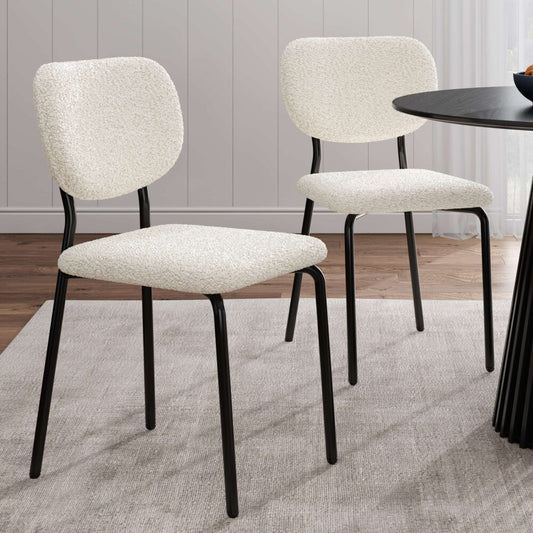 White Whisper Teddy Fabric Dining Duo - Cosy Abode