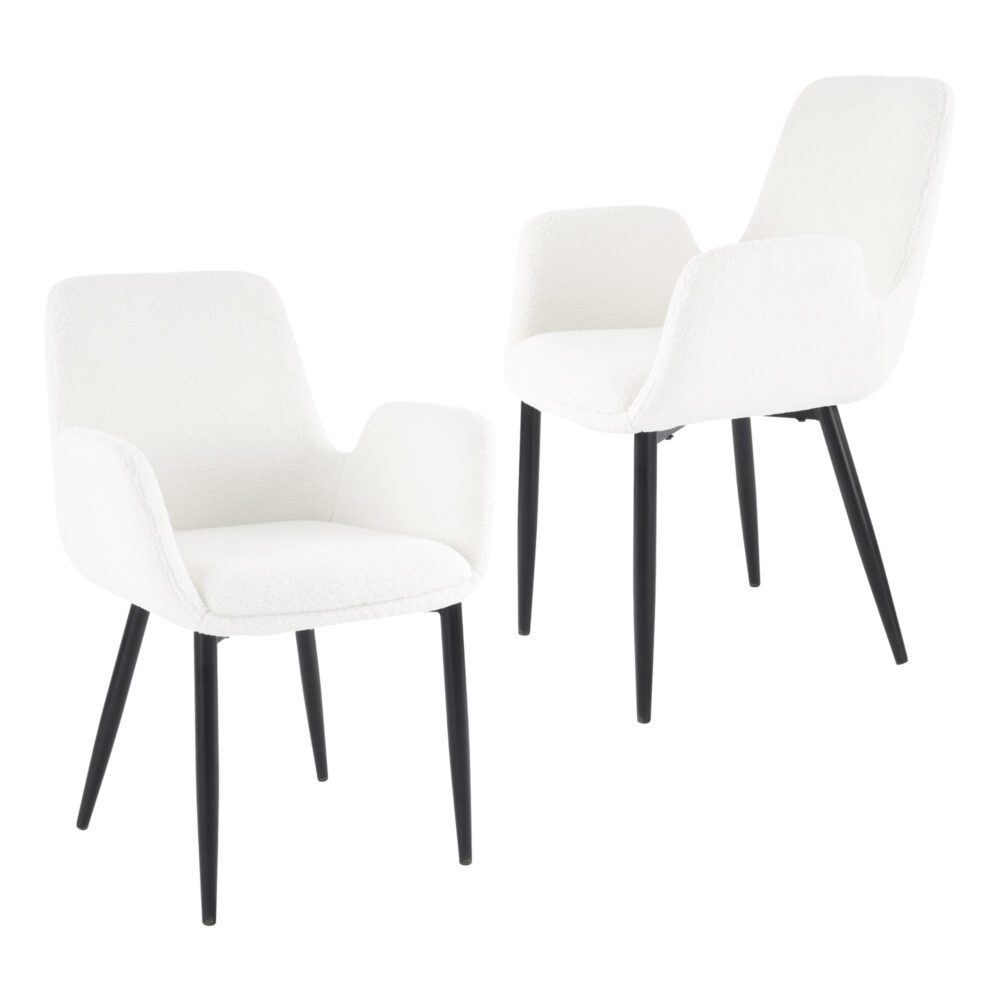 Boucle &#8211; teddy Sherpa Fabric Bliss Armrest Dining Chair Ensemble - Cosy Abode