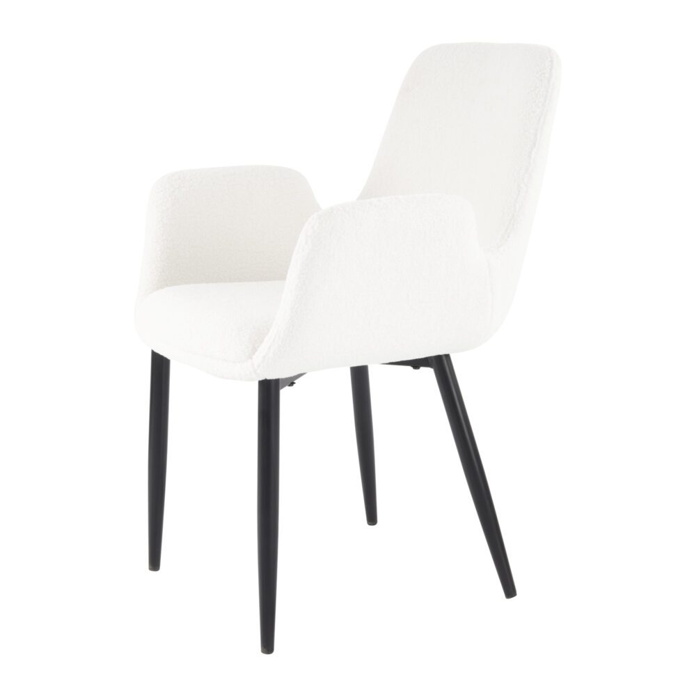 Boucle &#8211; teddy Sherpa Fabric Bliss Armrest Dining Chair Ensemble - Cosy Abode