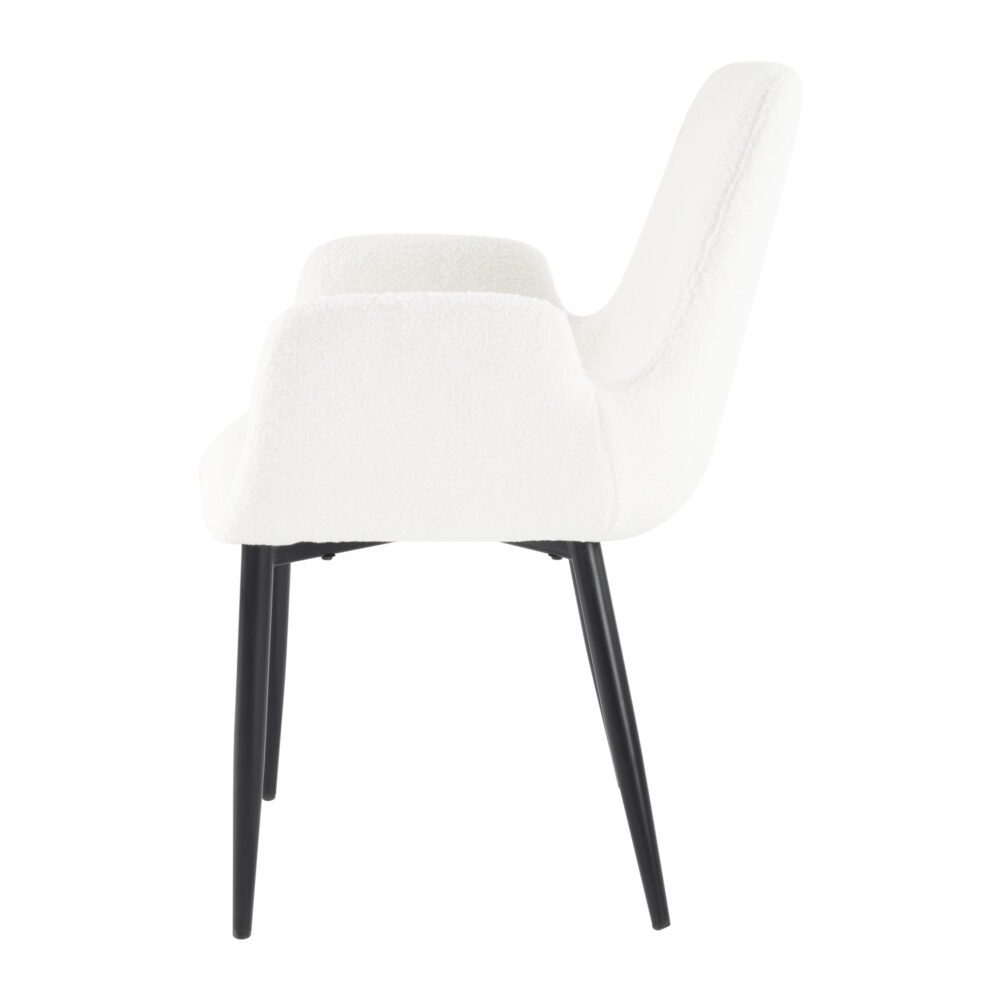 Boucle &#8211; teddy Sherpa Fabric Bliss Armrest Dining Chair Ensemble - Cosy Abode