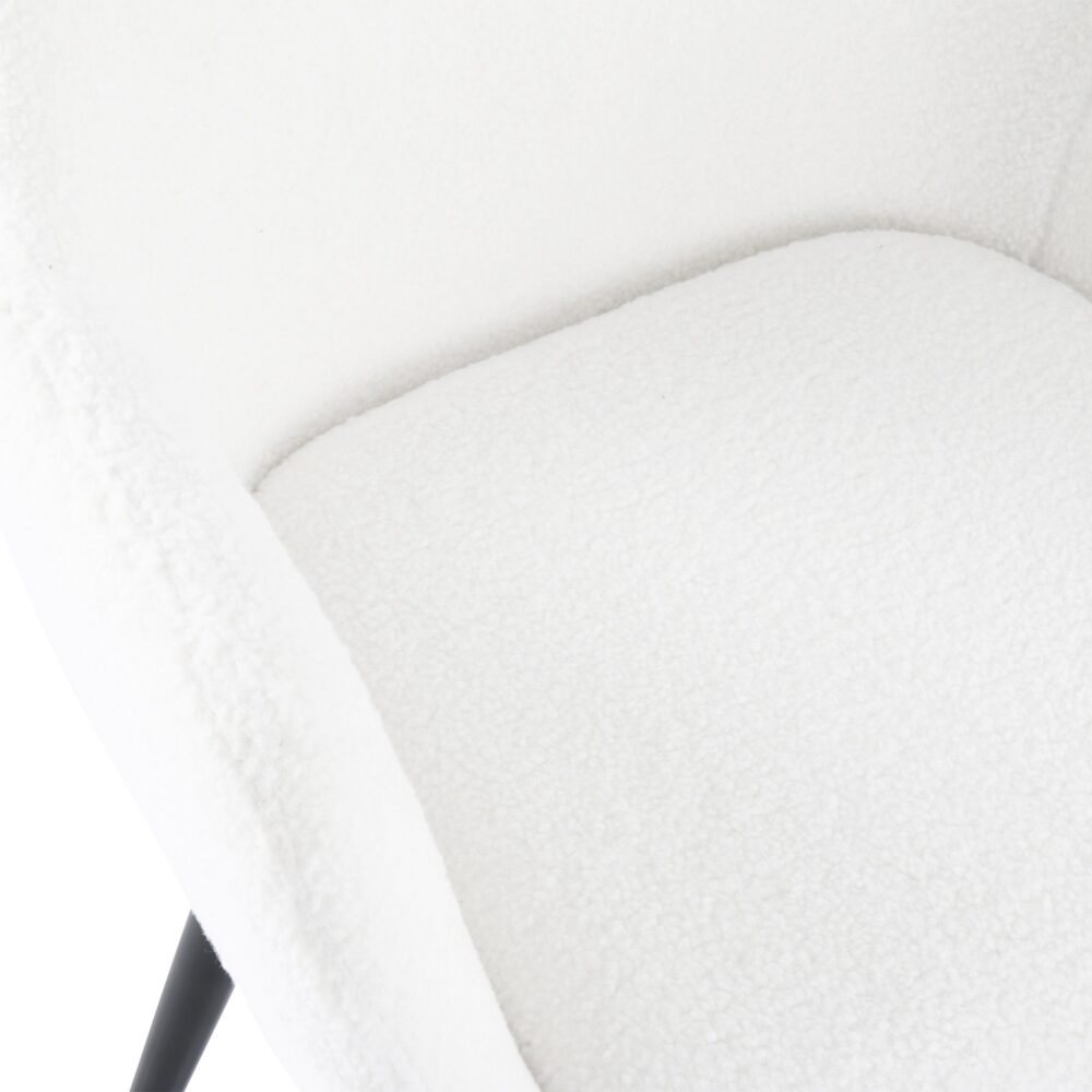 Boucle &#8211; teddy Sherpa Fabric Bliss Armrest Dining Chair Ensemble - Cosy Abode