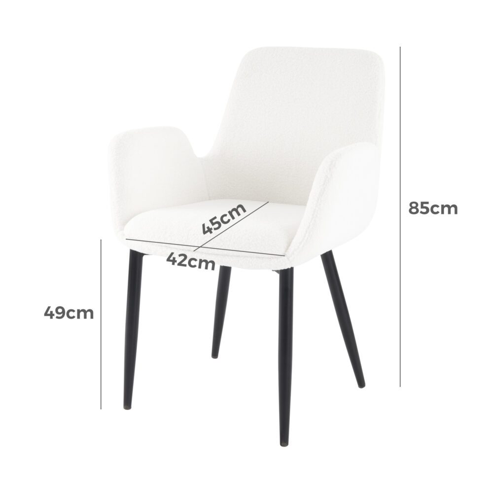 Boucle &#8211; teddy Sherpa Fabric Bliss Armrest Dining Chair Ensemble - Cosy Abode