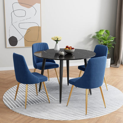 Blue Velvet Bistro Dining Set - Cosy Abode
