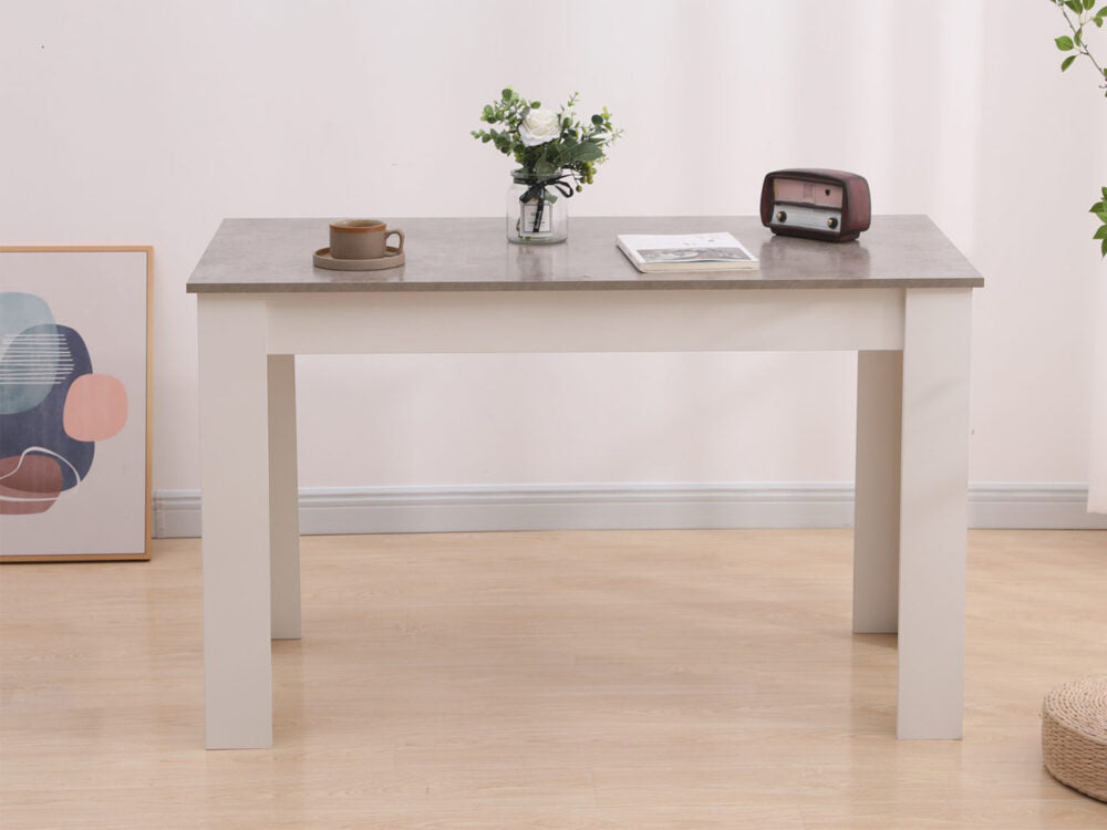Dining Table Rectangular Wooden 120M-Grey&amp;White - Cosy Abode