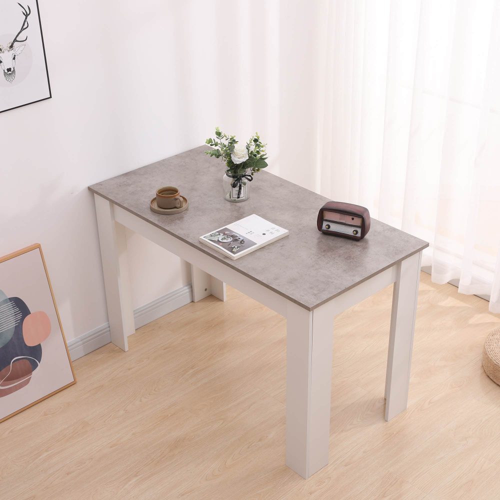 Dining Table Rectangular Wooden 120M-Grey&amp;White - Cosy Abode