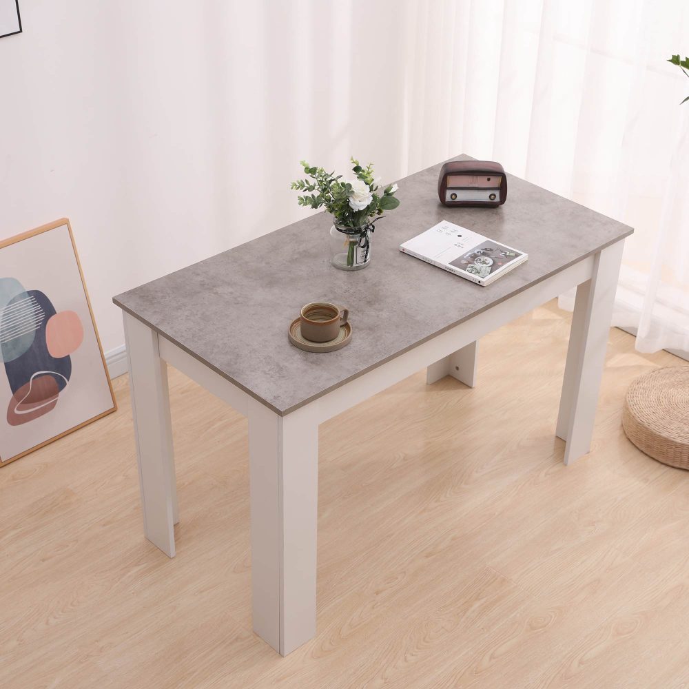 Dining Table Rectangular Wooden 120M-Grey&amp;White - Cosy Abode
