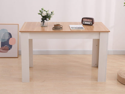 Dining Table Rectangular Wooden 120M-Wood&amp;White - Cosy Abode