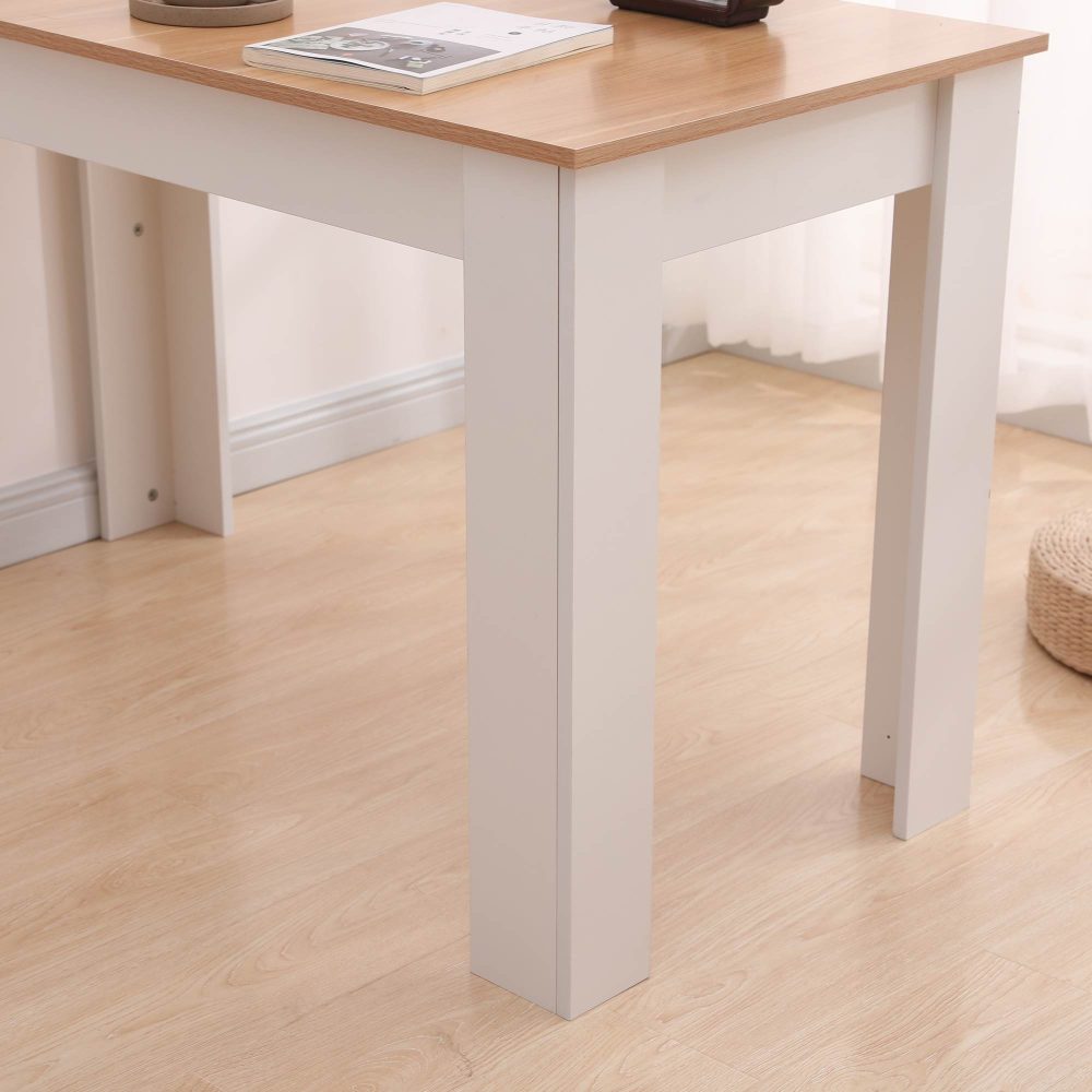 Dining Table Rectangular Wooden 120M-Wood&amp;White - Cosy Abode