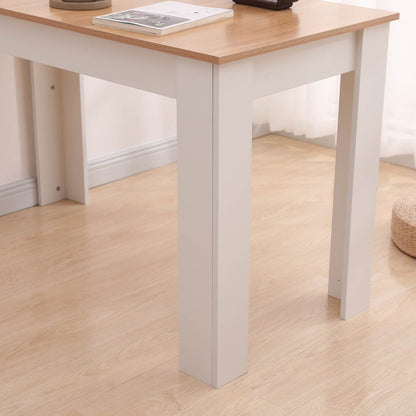 Dining Table Rectangular Wooden 120M-Wood&amp;White - Cosy Abode