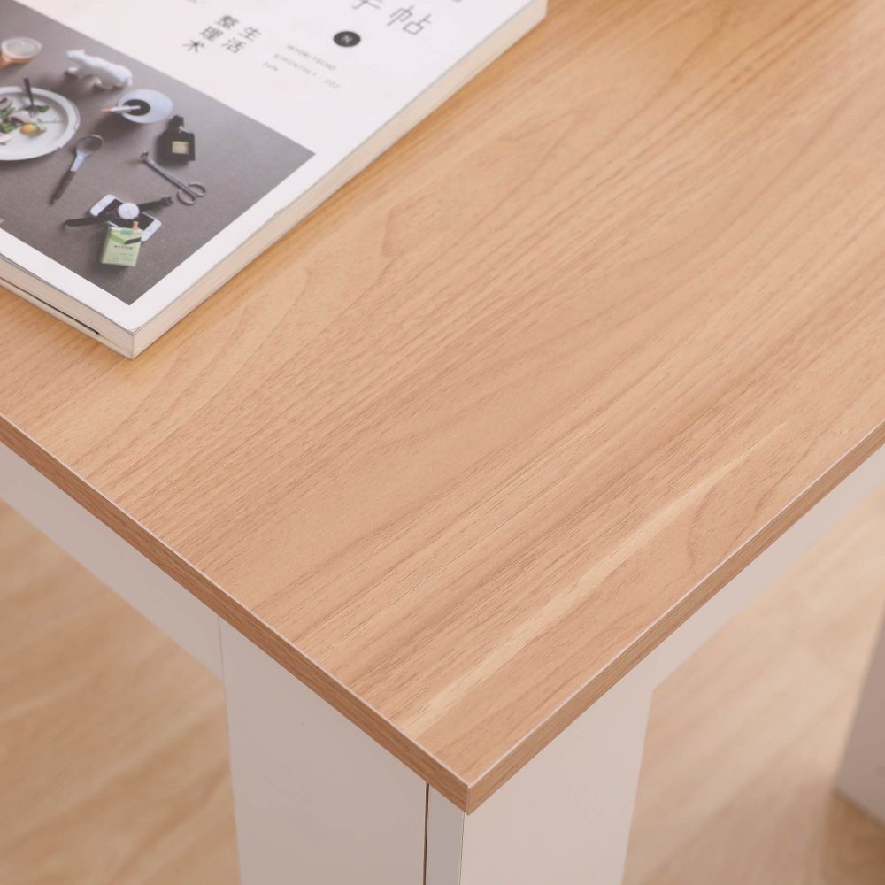 Dining Table Rectangular Wooden 120M-Wood&amp;White - Cosy Abode