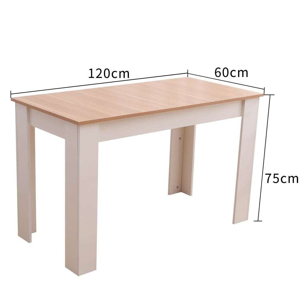 Dining Table Rectangular Wooden 120M-Wood&amp;White - Cosy Abode