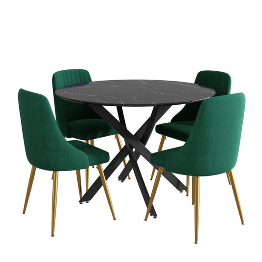 The Velvet Marble Table and Chair Set - Cosy Abode