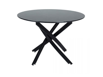 Round Marble-Effect Table-Black - Cosy Abode