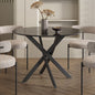 Round Marble-Effect Table-Black - Cosy Abode
