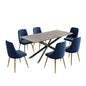 Dining Delight: Rectangular Table and Navy Velvet Chairs Dining Set - Cosy Abode