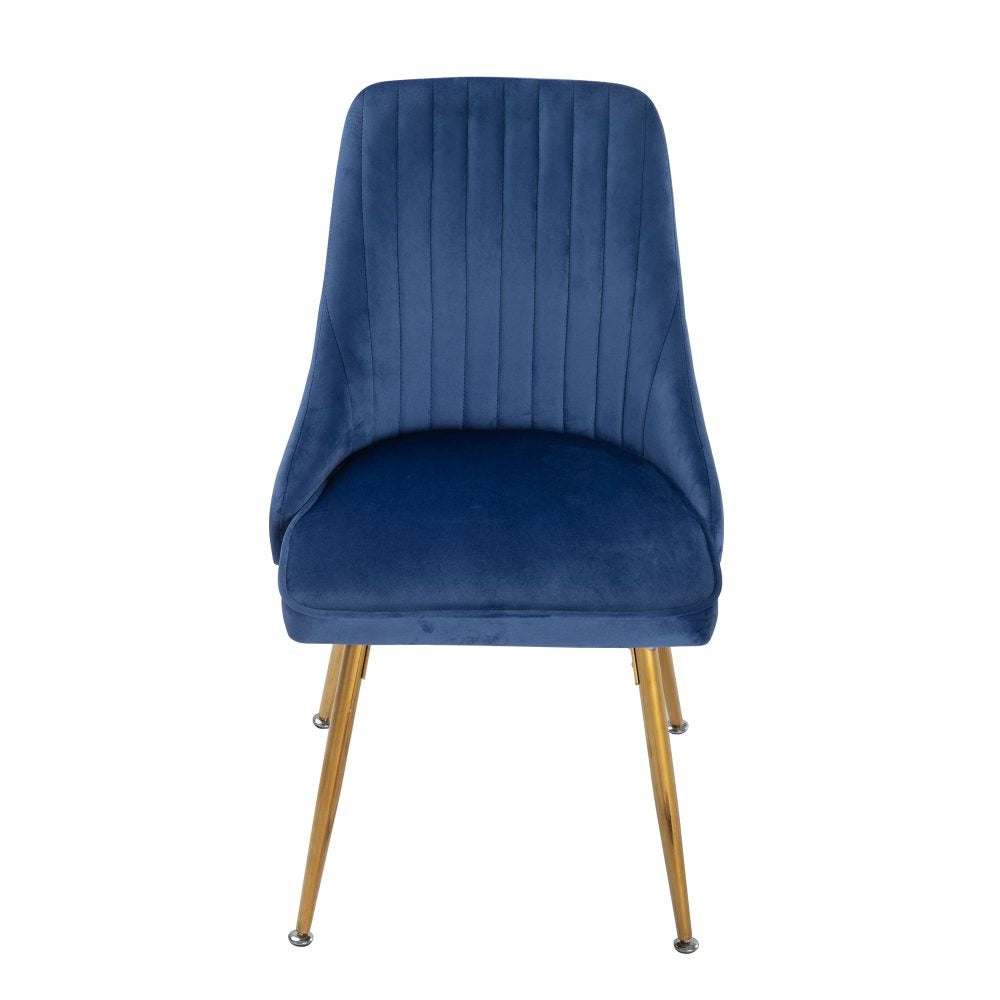 Dining Delight: Rectangular Table and Navy Velvet Chairs Dining Set - Cosy Abode