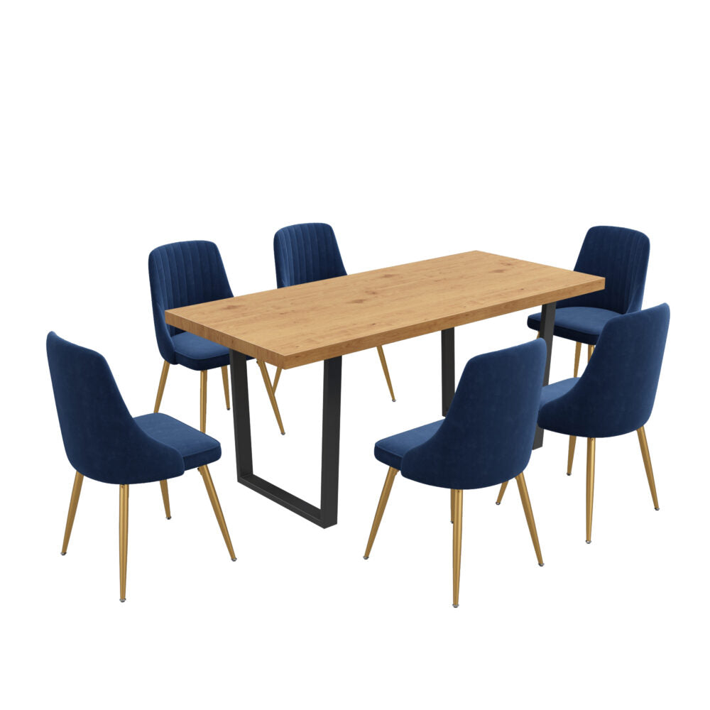 Dinero: Navy Velvet&Natural Table Set - Cosy Abode