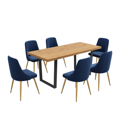 Dinero: Navy Velvet&Natural Table Set - Cosy Abode