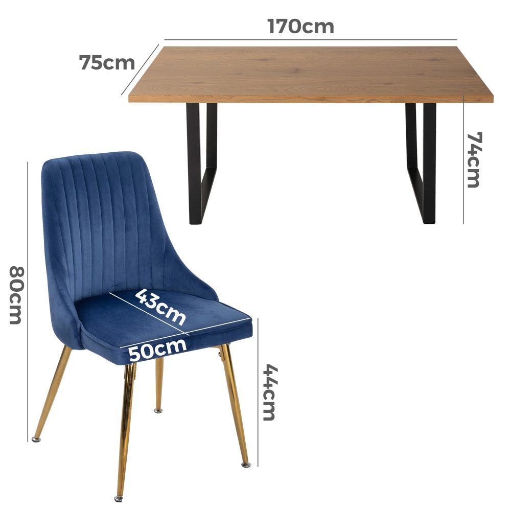 Dinero: Navy Velvet&Natural Table Set - Cosy Abode
