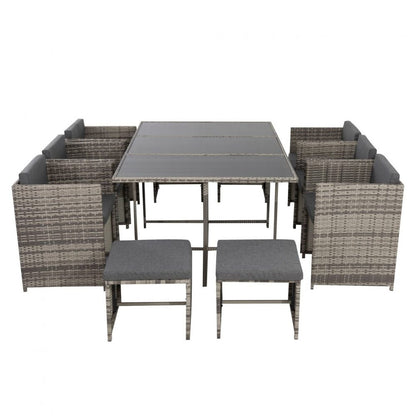 Bali 11 Piece Outdoor Dining Set-Grey - Cosy Abode