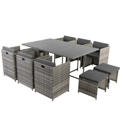Bali 11 Piece Outdoor Dining Set-Grey - Cosy Abode