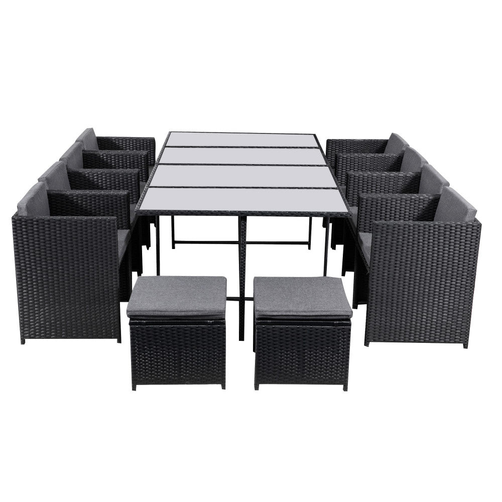 Bali 13PC Outdoor Dining Set-Black - Cosy Abode