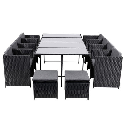 Bali 13PC Outdoor Dining Set-Black - Cosy Abode