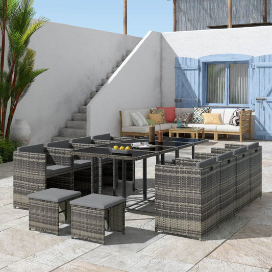 Bali 13PC Outdoor Dining Set-Grey - Cosy Abode
