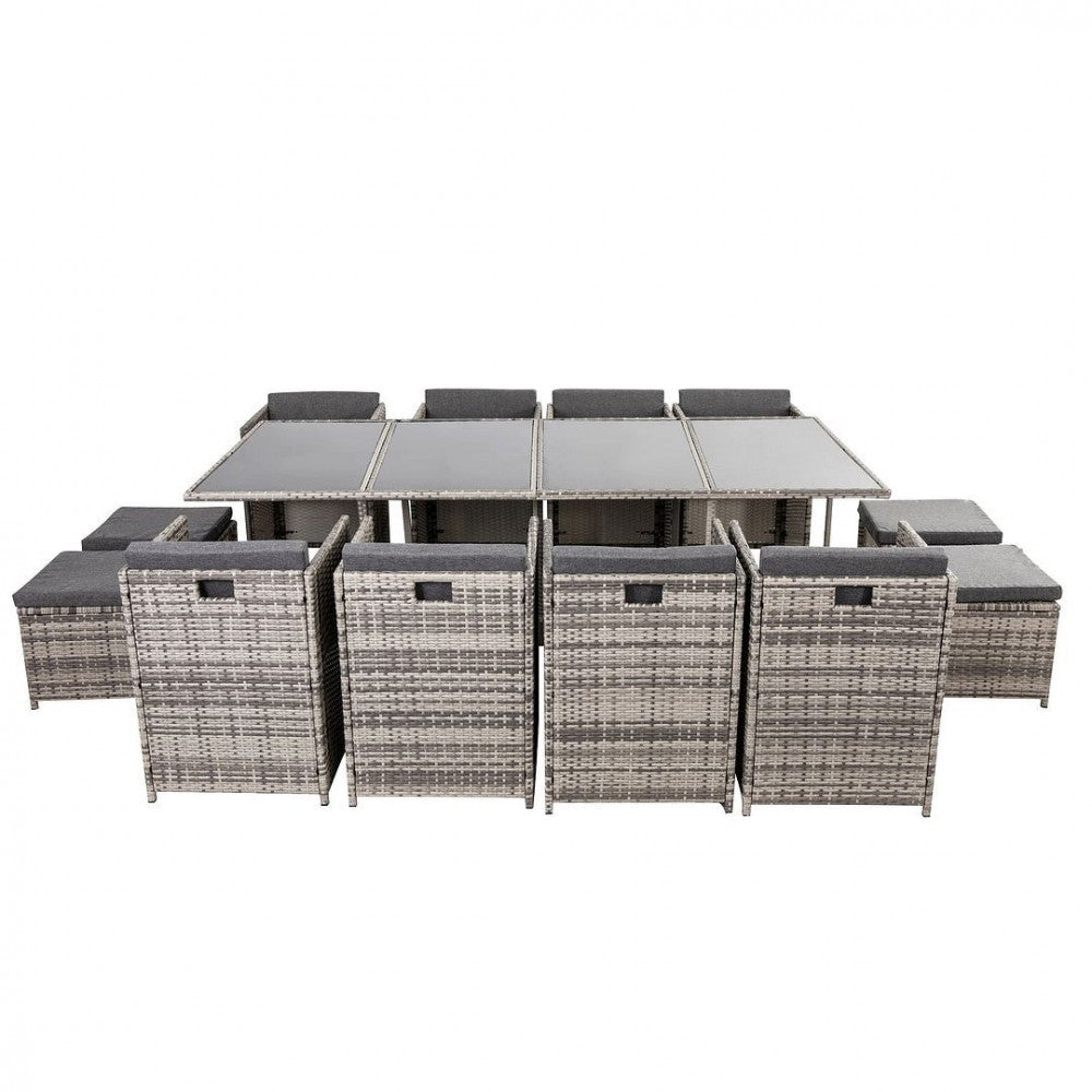 Bali 13PC Outdoor Dining Set-Grey - Cosy Abode