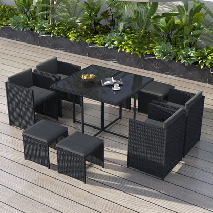 Horrocks 8 Seater Outdoor Dining Set - Black - Cosy Abode