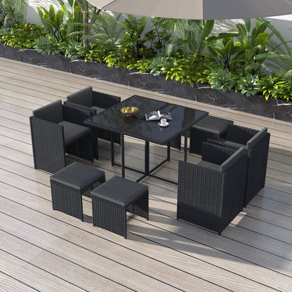 Horrocks 8 Seater Outdoor Dining Set - Black - Cosy Abode