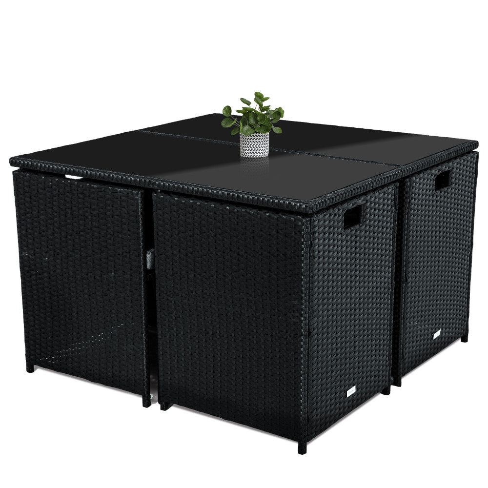 Horrocks 8 Seater Outdoor Dining Set - Black - Cosy Abode