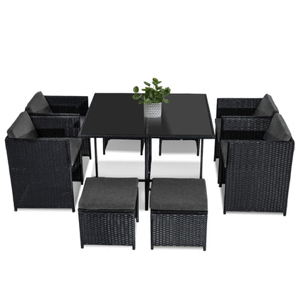 Horrocks 8 Seater Outdoor Dining Set - Black - Cosy Abode