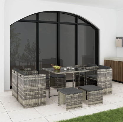 Horrocks 8 Seater Outdoor Dining Set with Space Saving Design - Grey - Cosy Abode