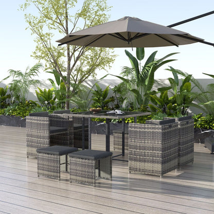 Horrocks 8 Seater Outdoor Dining Set with Space Saving Design - Grey - Cosy Abode