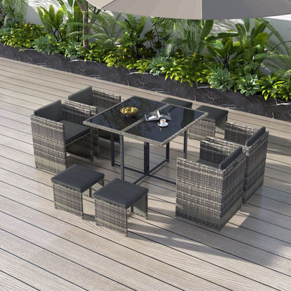 Horrocks 8 Seater Outdoor Dining Set with Space Saving Design - Grey - Cosy Abode