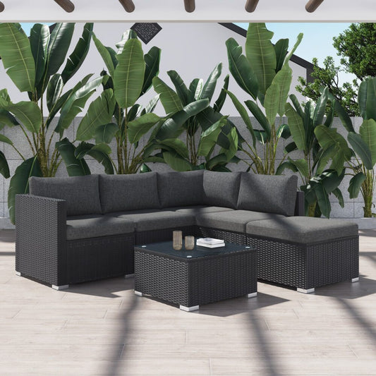 Ottoman-Style Outdoor Lounge Set in Black - Cosy Abode