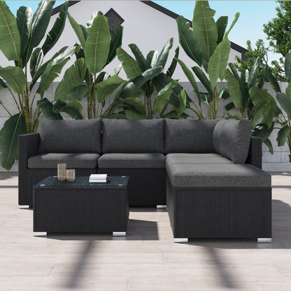 Ottoman-Style Outdoor Lounge Set in Black - Cosy Abode