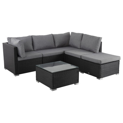 Ottoman-Style Outdoor Lounge Set in Black - Cosy Abode