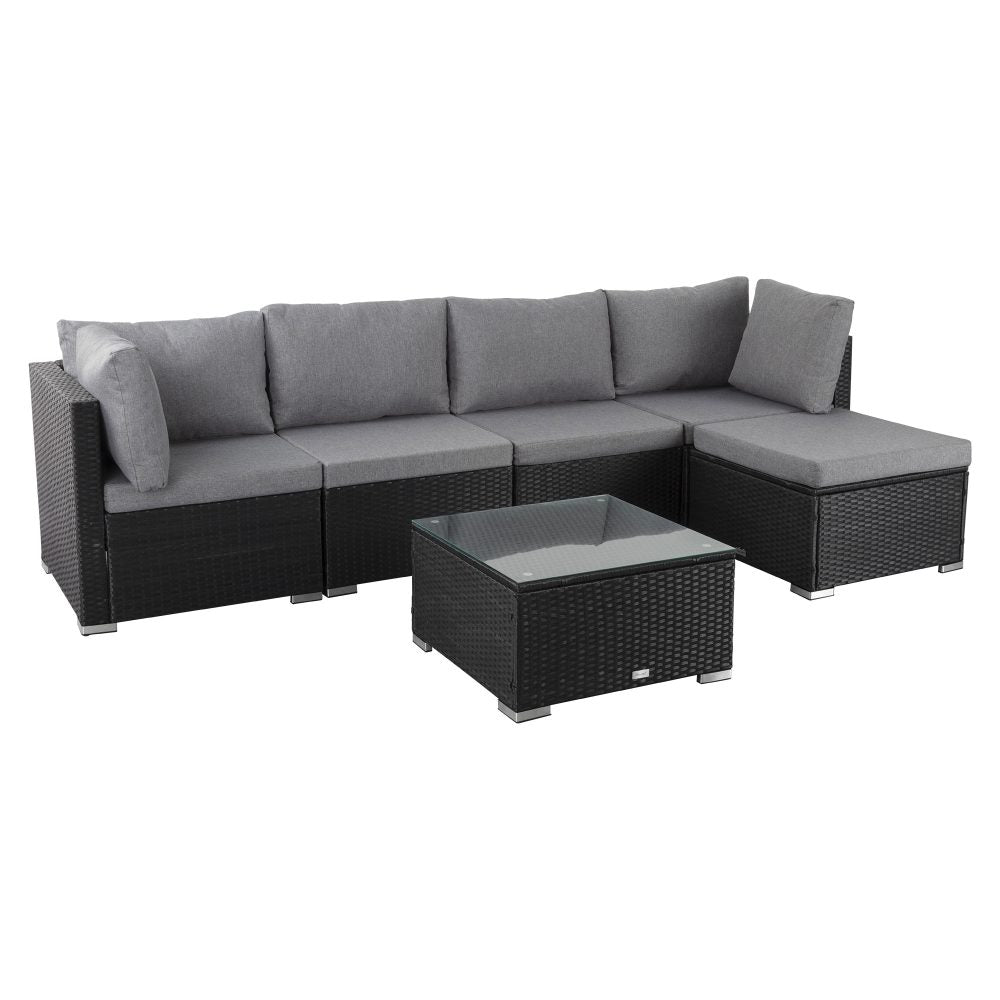 Ottoman-Style Outdoor Lounge Set in Black - Cosy Abode